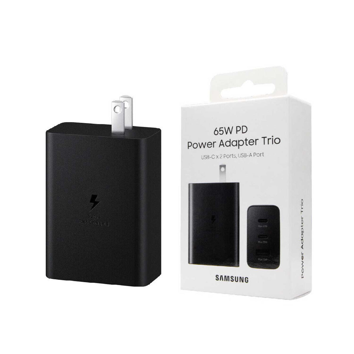 65w Samsung US Pin PD Power Adaptor Trio (USB-C x2 Ports, USB-A Port) – view 4