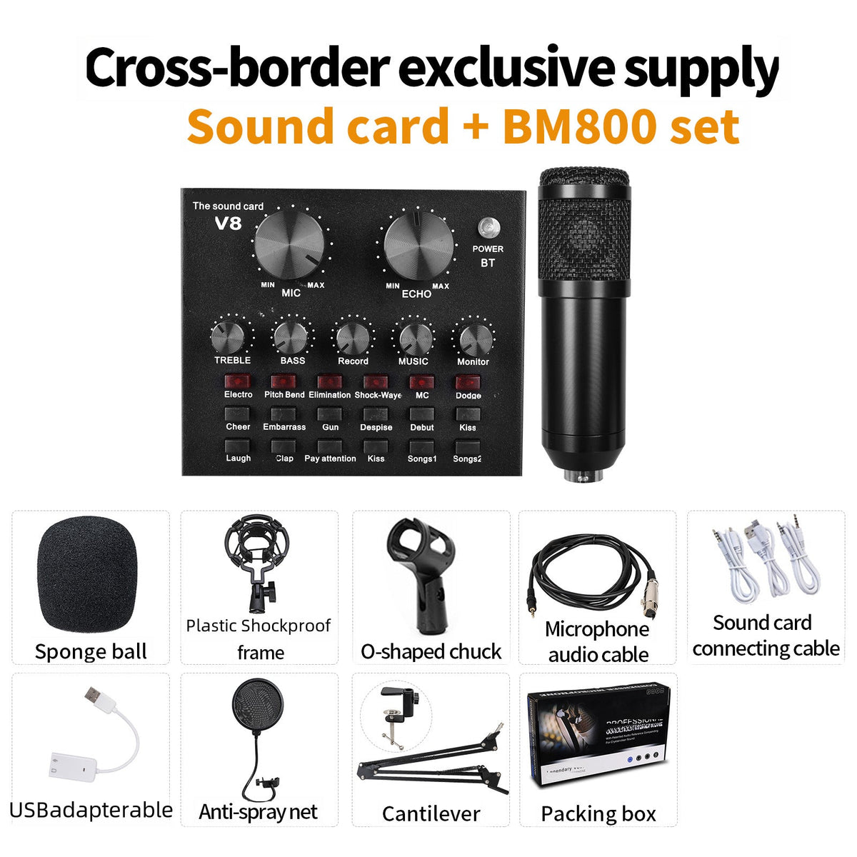 V10 BM-800 Podcast Condenser Microphone Set with Live Sound Card – view 4