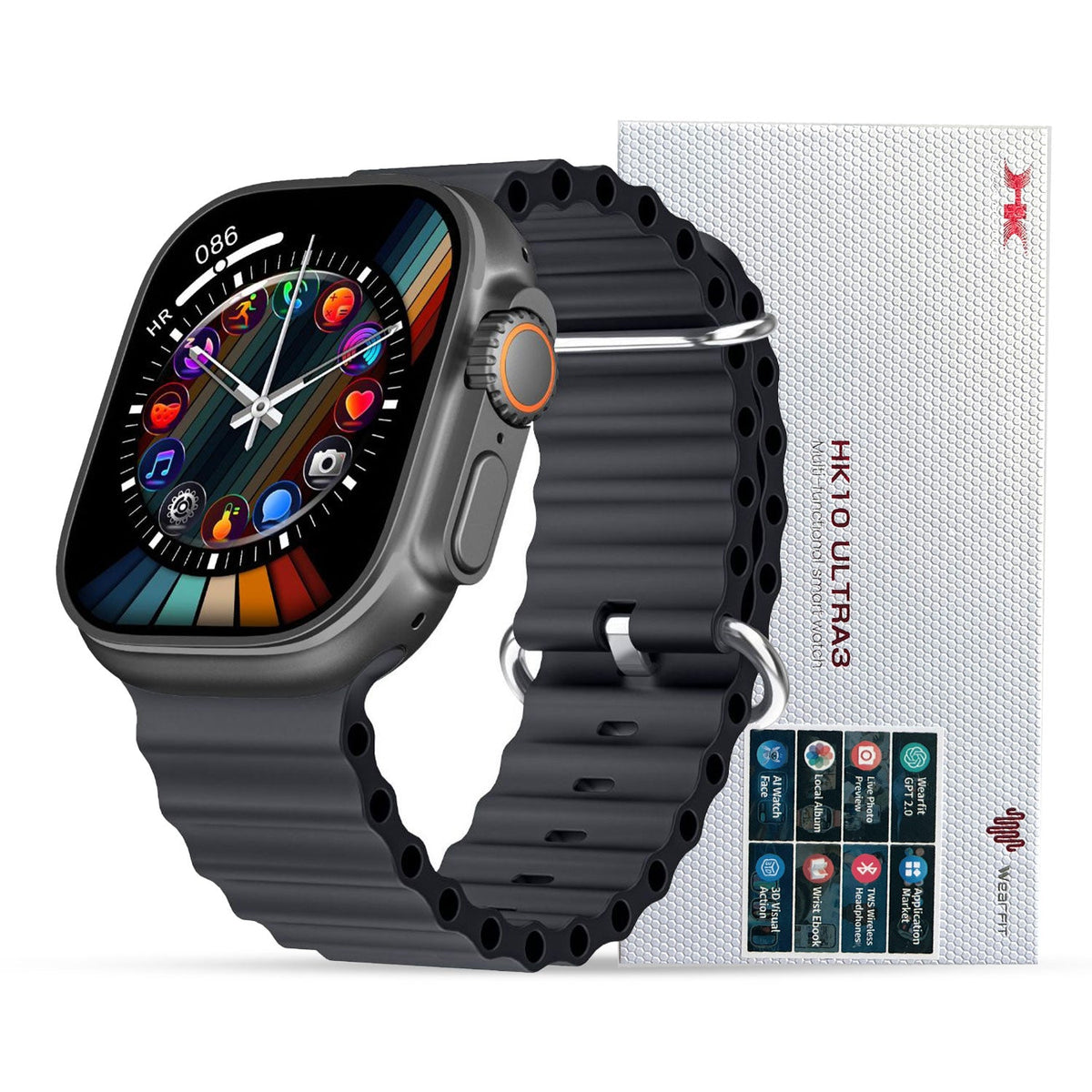 HK10 Ultra 3 2.02" AMOLED Smart Watch with G-Sensor & AI Features (Black) – view 4