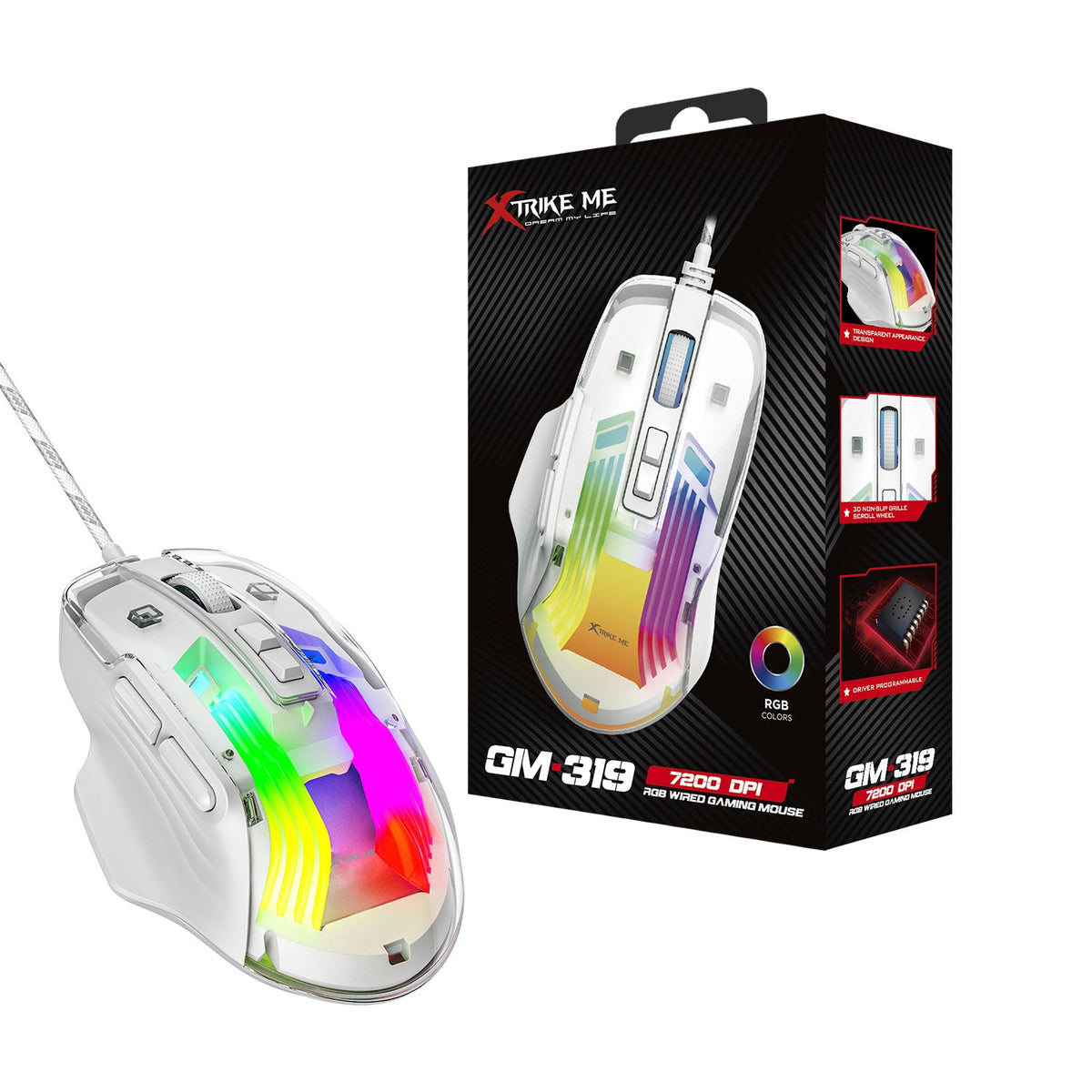 Xtrike Me Gm-319 Wired Gaming Mouse 7200 Dpi White – view 4