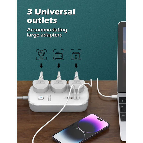 Ldnio SC3416 65W GaN Fast Charging Power Extension (3 Sockets, 2 USB-C + 2 USB-A) – view 4