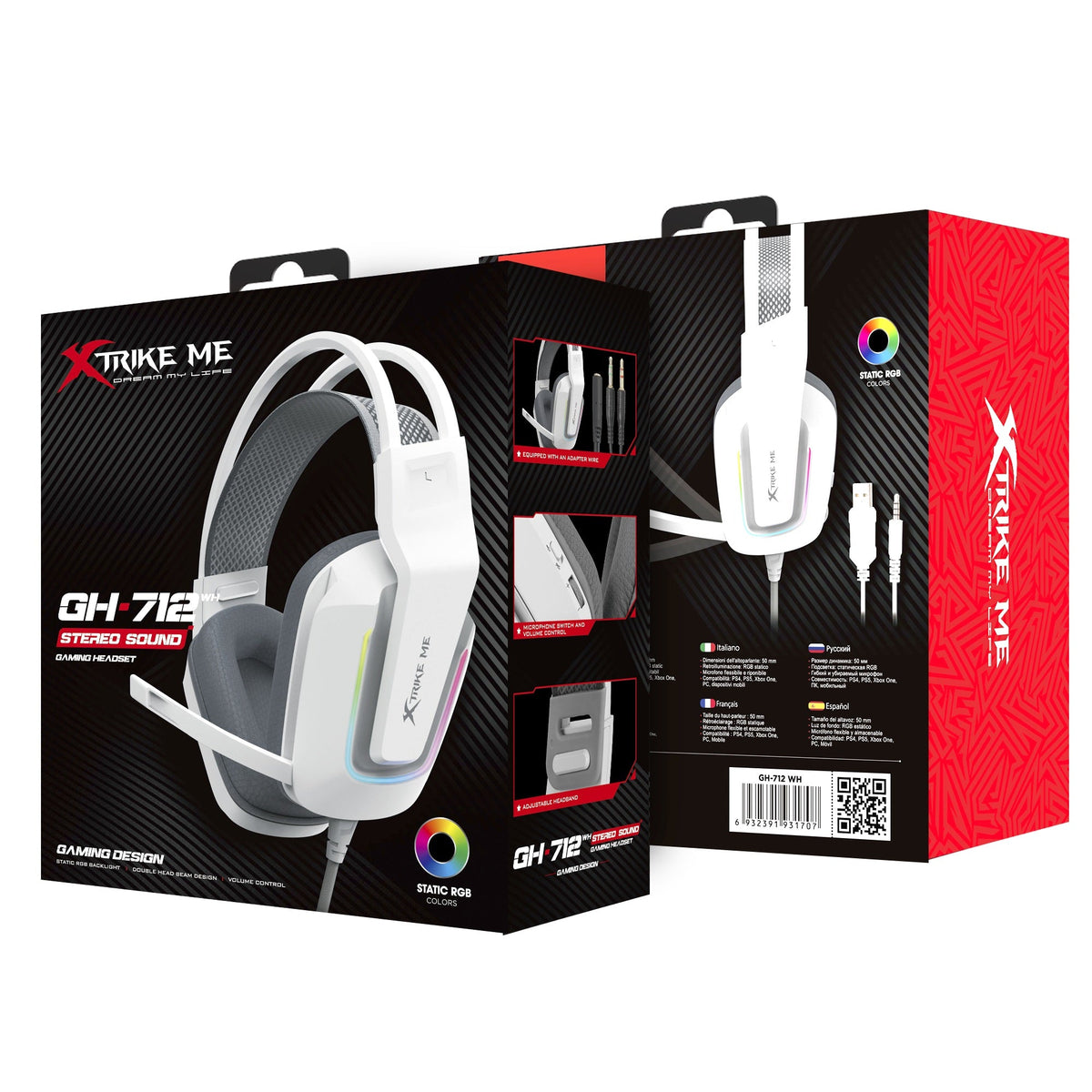 Xtrike Me GH712 RGB Gaming Headset with Noise Reduction Mic (White) – view 4