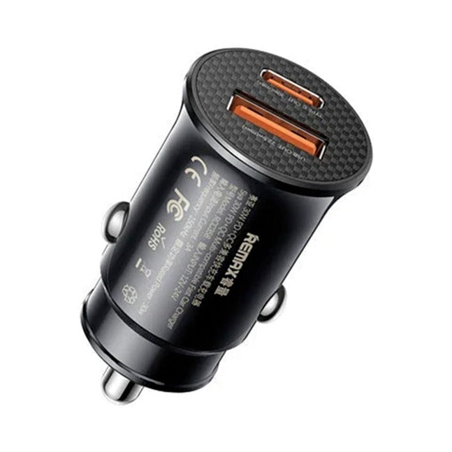 Remax RCC358 Siya Series 30W PD + QC Dual Port Fast Car Charger (Black)