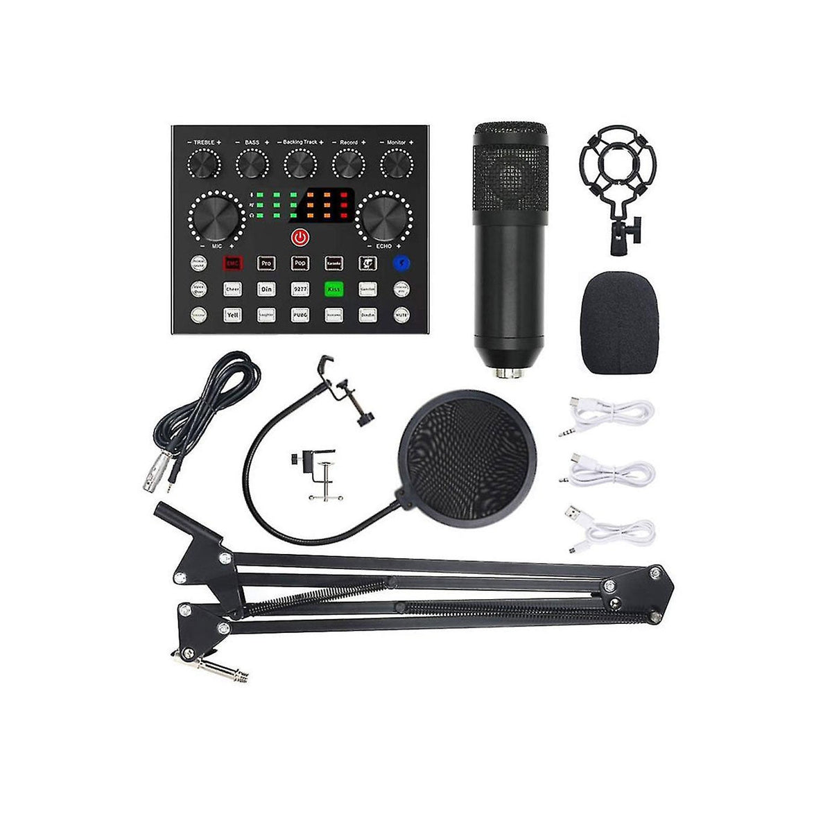 V10 BM-800 Podcast Condenser Microphone Set with Live Sound Card