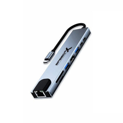 Speedx SP-TC801 8-in-1 Multi-Port Type-C 4K HDMI USB 3.0 Converter