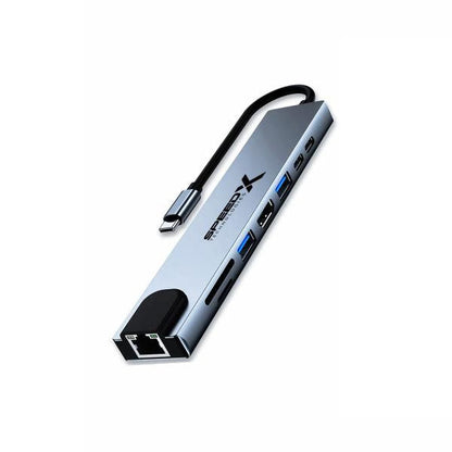 Speedx SP-TC801 8-in-1 Multi-Port Type-C 4K HDMI USB 3.0 Converter