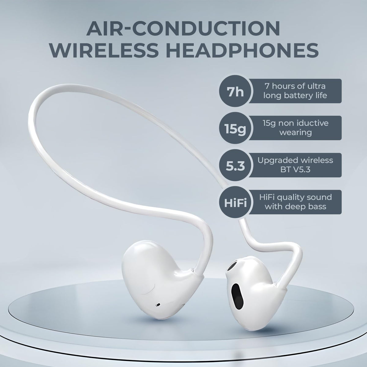 Pro Air Neckband TWS Bluetooth Earbuds – White – view 2