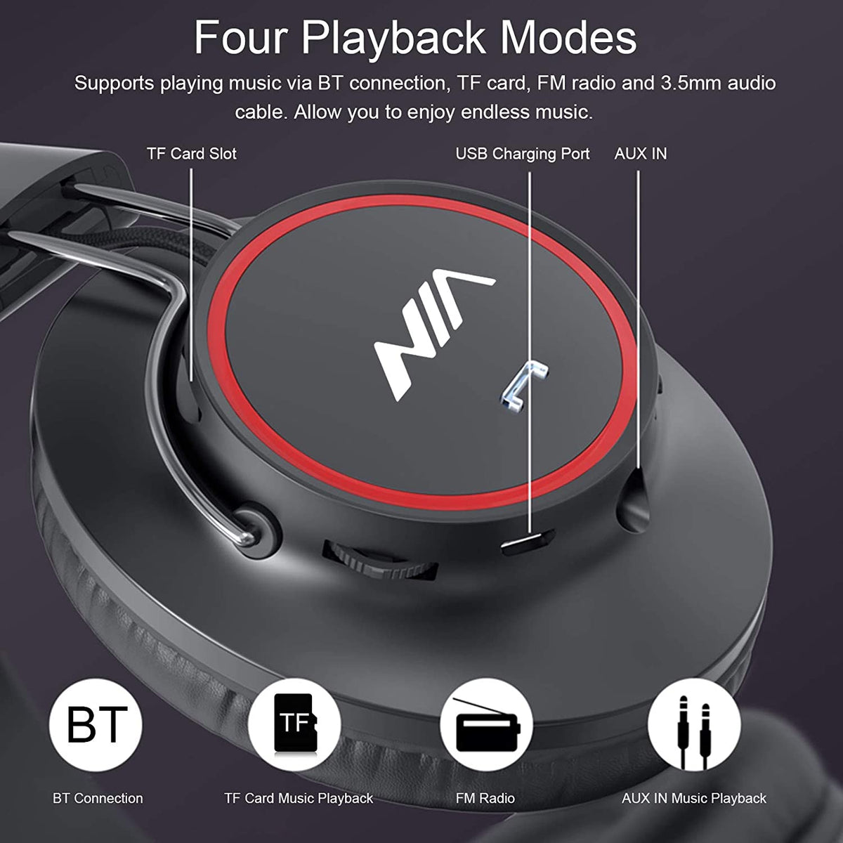 Nia S3000 Over-Ear Wireless Bluetooth Headphones – view 2