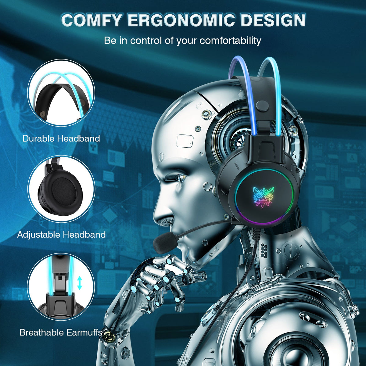 Onikuma X15 Pro RGB Head Beam Gaming Headset – view 2