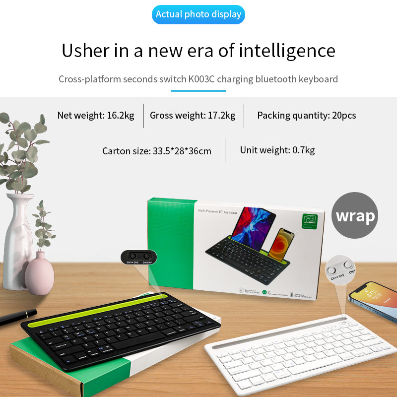 Wireless Bluetooth Keyboard With Phone/tablet Holder Slot – view 2