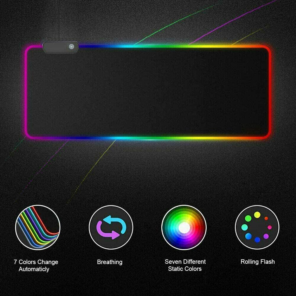 Rgb Gaming Mouse Pad Large (800×300×4mm) Led Mousepad With Non-slip Rubber Base Soft Pad – view 2