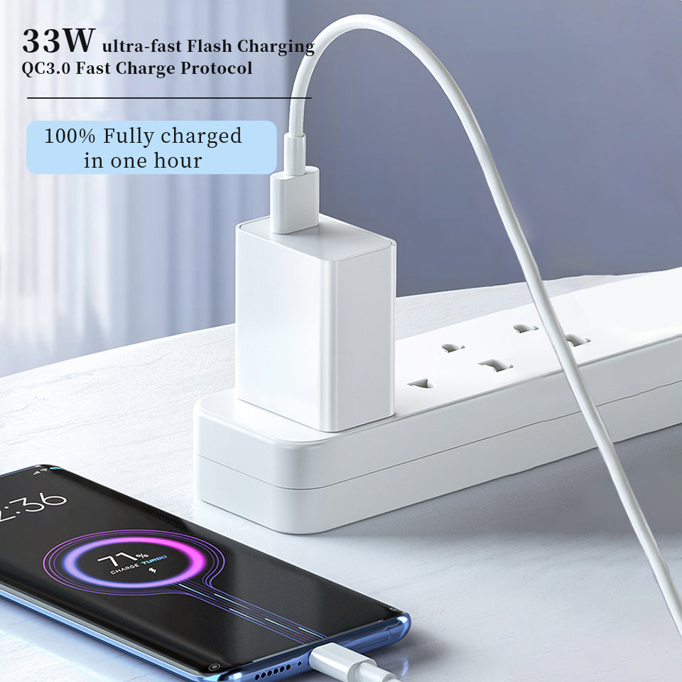 Xiaomi 33w EU Plug QC3.0 Fast Quick Wall Turbo Charger With Cable – view 2
