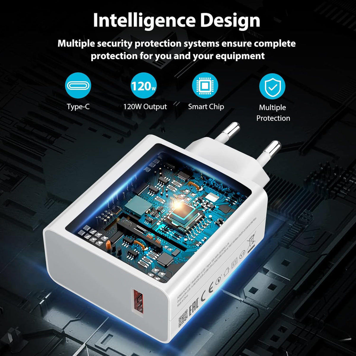 Xiaomi 120w EU Plug QC3.0 Fast Quick Turbo Charger With Cable – view 2