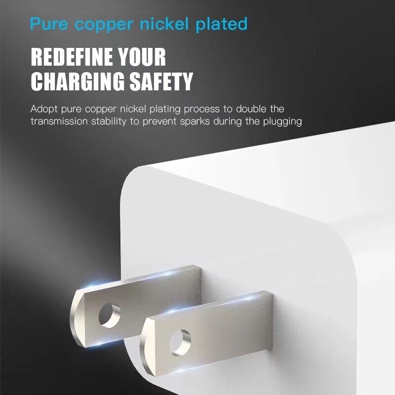 iPhone USB-C PD 20w Power Adapter Charger 2 Pin (USA Pin) With Cable – view 2