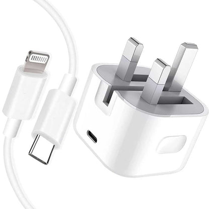 iPhone USB-C PD 20w Power Adapter Charger 3 Pin (UK Pin) With Cable – view 2