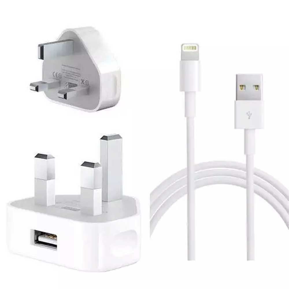 iPhone USB 5w Power Adaptor UK Pin With Lightning To USB Cable – view 2