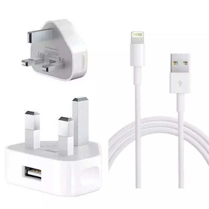 iPhone USB 5w Power Adaptor UK Pin With Lightning To USB Cable – view 2