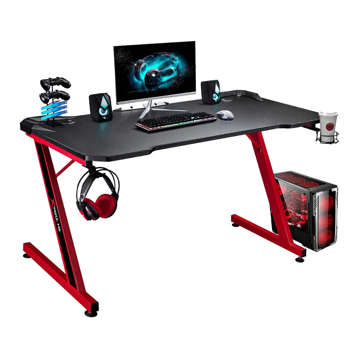 Xtrike Me DK-02 Ergonomic Gaming Desk (Z-Shaped Legs, Black) – view 2