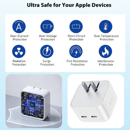 iPhone 14 Pro 2 Pin (US Pin) 50w USB-C+C Power Adapter With USB-C To Lightning Cable – view 2