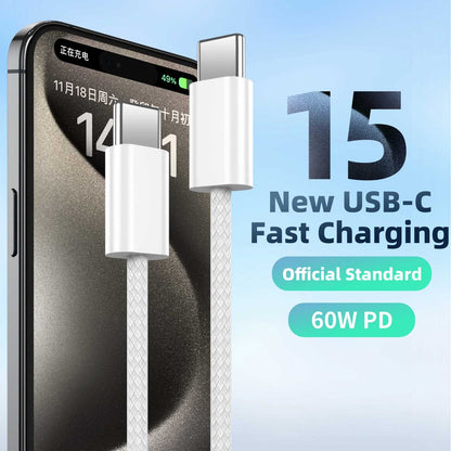 iPhone PD 60w Fast Charging Nylon Type-C To C Cable For iPhone 15 Pro Max – view 2