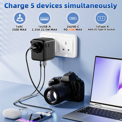 Speed-X SP-TCW02 Travel Adapter 25W PD (2 USB-C + 1 USB-A + 2 AC) – view 2