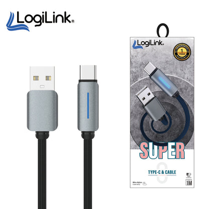 LogiLink USB To Type-C Nylon Fast Charging Data Cable With Light 1m (1 Year Warranty) – view 2