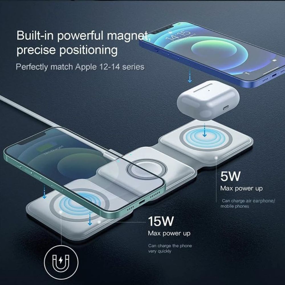 3-in-1 15W Fast Wireless Magnetic Charging Pad For iPhone, AirPods, Smartwatch – view 2