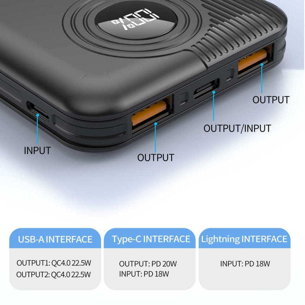 Aspor A320 Power Bank With Display 22.5w Pd + Qc 3.0 10000mah – view 2