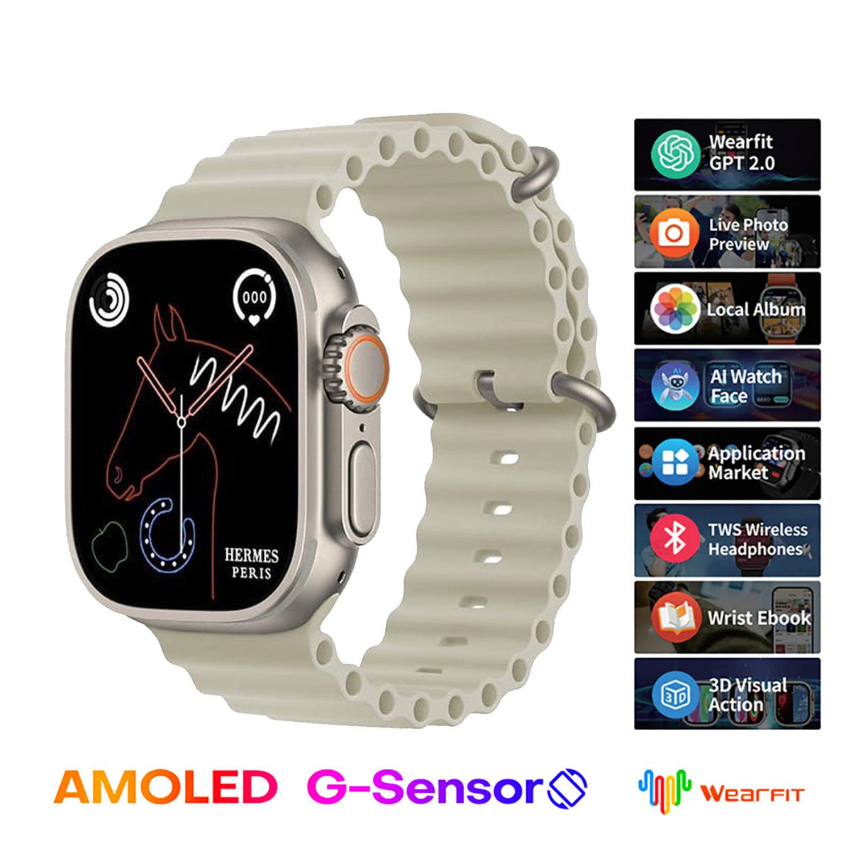 HK10 Ultra 3 2.02" AMOLED Smart Watch with G-Sensor & AI Features (Silver) – view 2