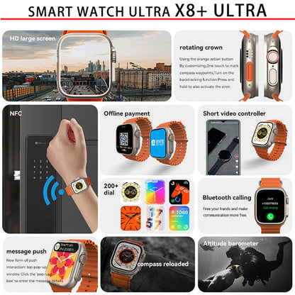 X8 Plus Ultra Smart Watch Series 8 NFC 2.08" (49mm, Orange) – view 2