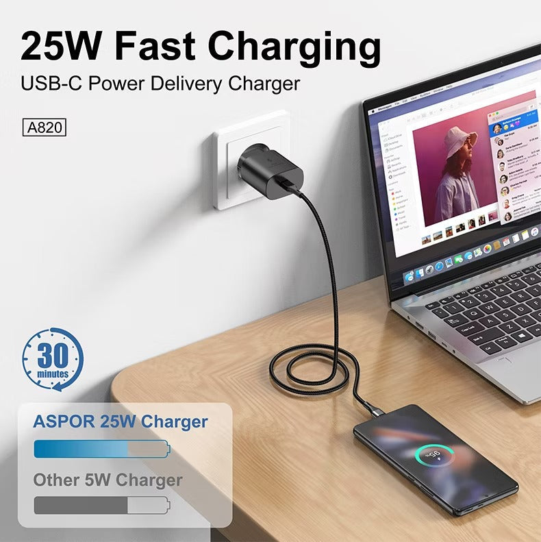 Aspor A820eu 25w USB-C Fast Charging Power Adapter – view 2