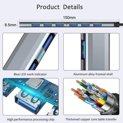 Speed-X 7 Port 2-in-1 USB 3.0 Ultra Slim Portable Hub (Aluminum Alloy)