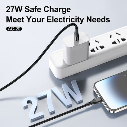 Aspor AC-20 27W Type-C To Lightning Fast Charging Nylon Braided Data Cable 1.2m – view 2