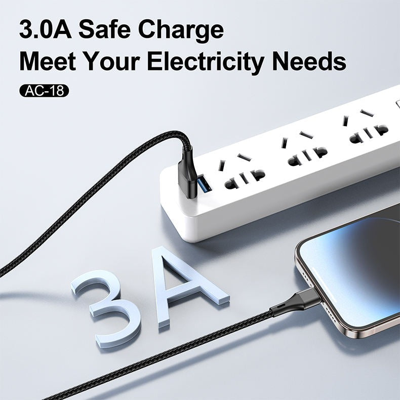 Aspor AC-18 USB To Type-C 3A Super Fast Charging Nylon Braided Cable 1m – view 2