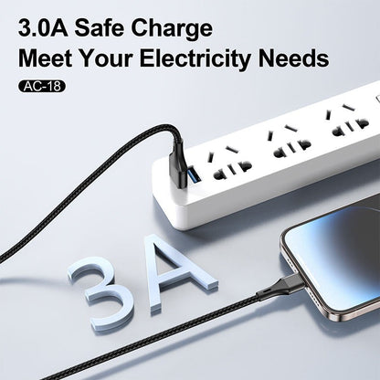 Aspor AC-18 USB To Type-C 3A Super Fast Charging Nylon Braided Cable 1m – view 2