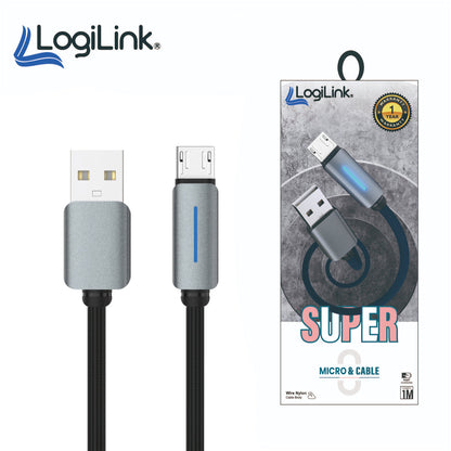 LogiLink USB To Micro Nylon Fast Charging Data Cable With Light 1m (1 Year Warranty) – view 2