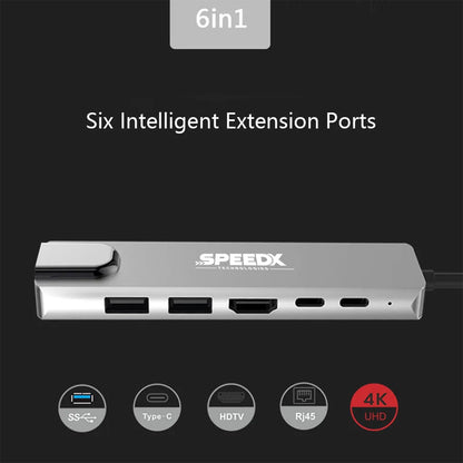 Speed-X SP-TC601 6-in-1 Multi-Port Type-C 4K HDMI USB 3.0 Converter – view 2