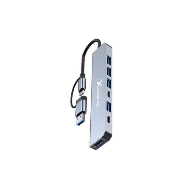 Speed-X SP-TC701 7 Port 2-in-1 USB 3.0 & Type-C Hub (Aluminum Alloy)