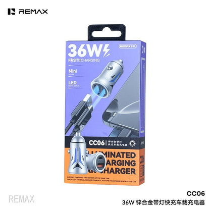 Remax CC06 36W Dual-Port Zinc Alloy Fast Car Charger With LED Light – view 2