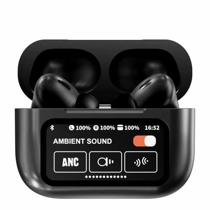 A9 Pro ANC/ENC Touch-Screen Wireless Earbuds – Black