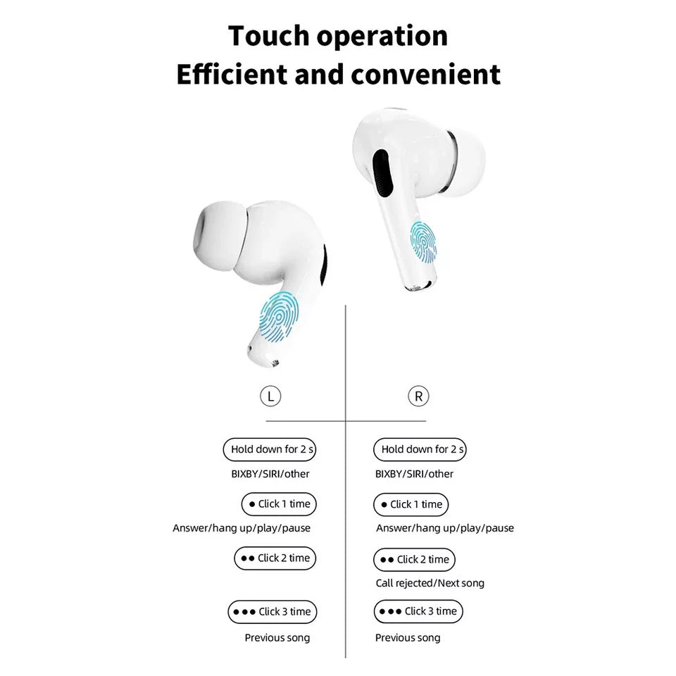 A9 Pro ANC/ENC Touch-Screen Wireless Earbuds – White