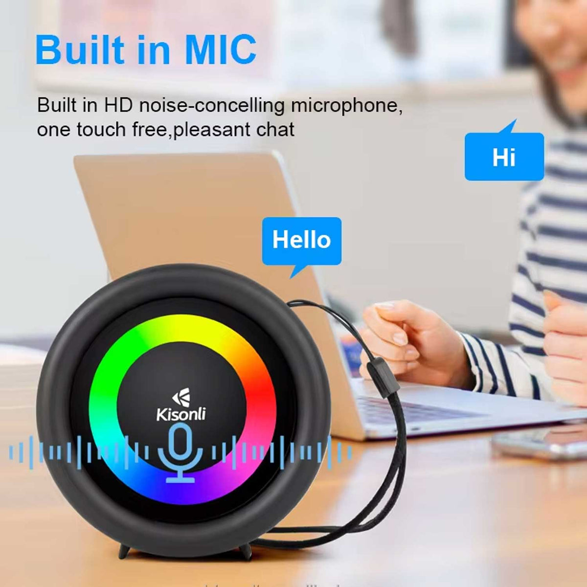 Kisonli S16 TWS DJ Portable Mini FM Radio Speaker with Cord Handle – view 3