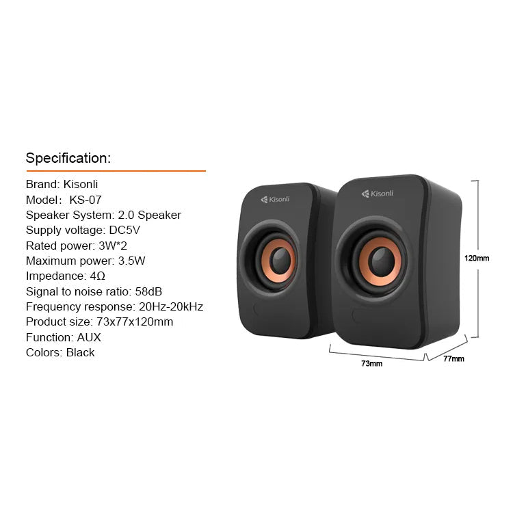 Kisonli KS-07 Multimedia USB Loudspeaker – view 3