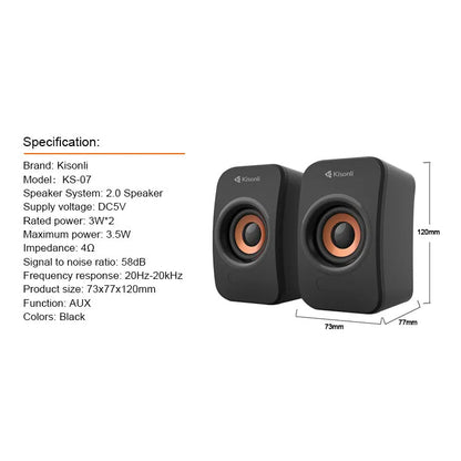 Kisonli KS-07 Multimedia USB Loudspeaker – view 3