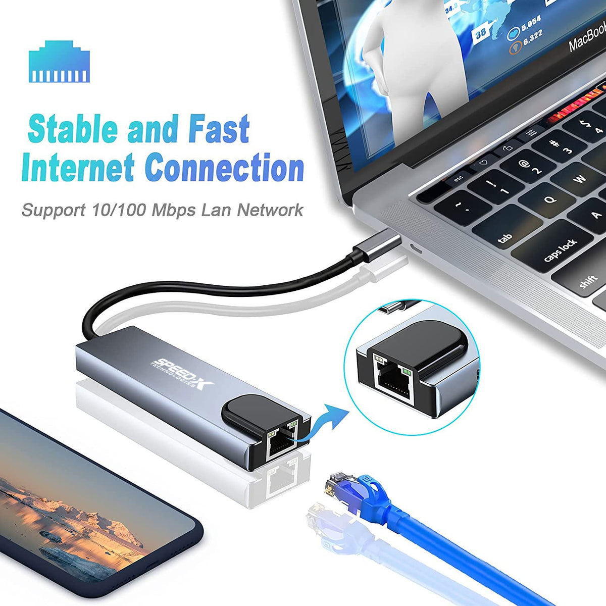 Speedx SP-TC501 5-in-1 Multi-Port Type-C 4K HDMI USB 3.0 Converter – view 3