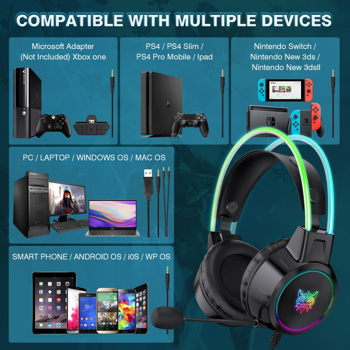 Onikuma X15 Pro RGB Head Beam Gaming Headset – view 3