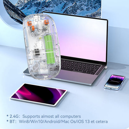 New Transparent Wireless+bluetooth Dual-mode Rechargeable Mouse – view 3