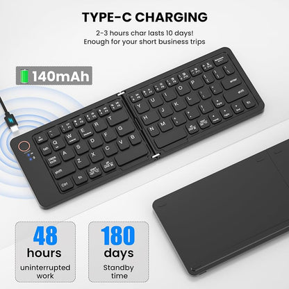 B023 11 Inch Foldable & Rechargeable Bluetooth Keyboard – view 3