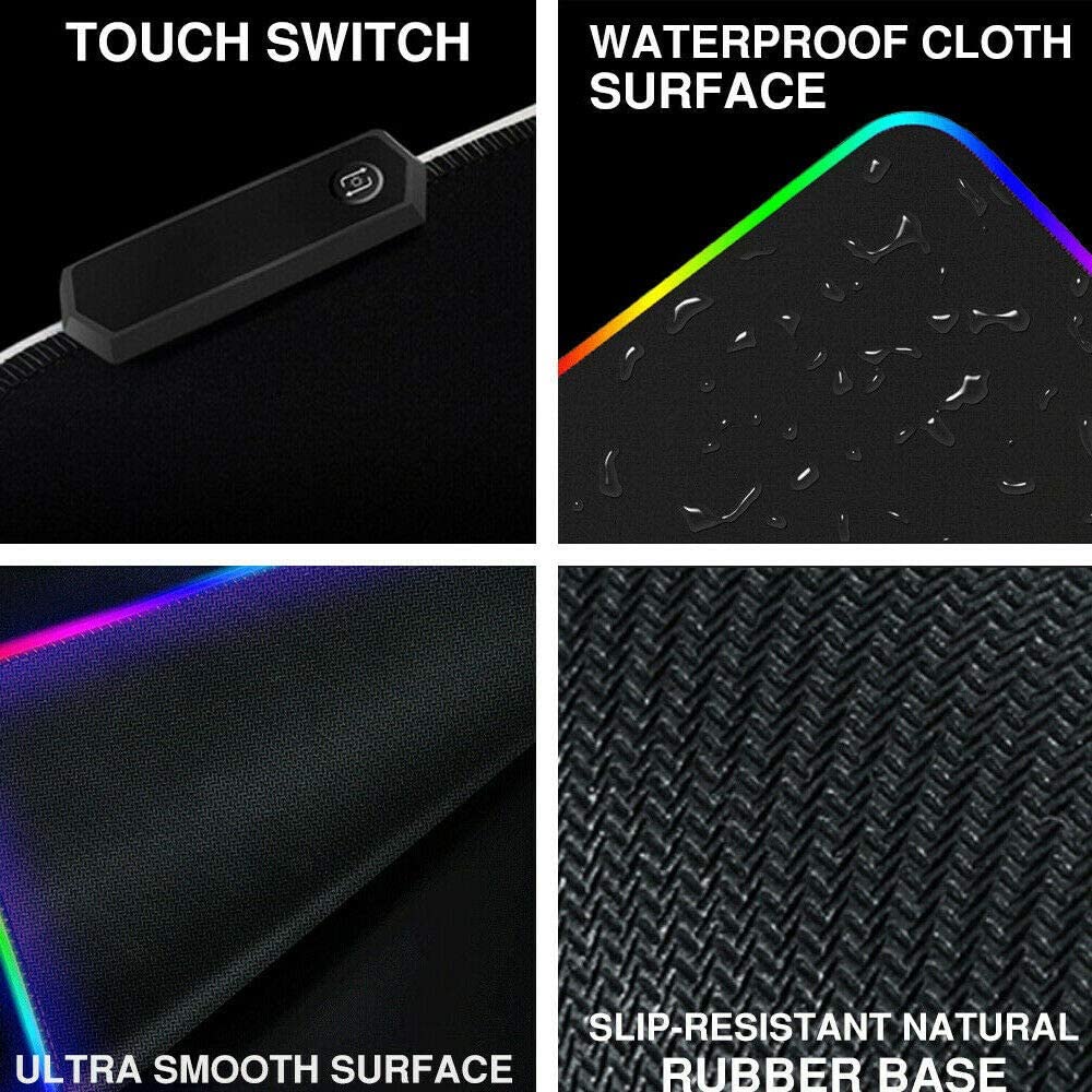 Rgb Gaming Mouse Pad Large (800×300×4mm) Led Mousepad With Non-slip Rubber Base Soft Pad – view 3