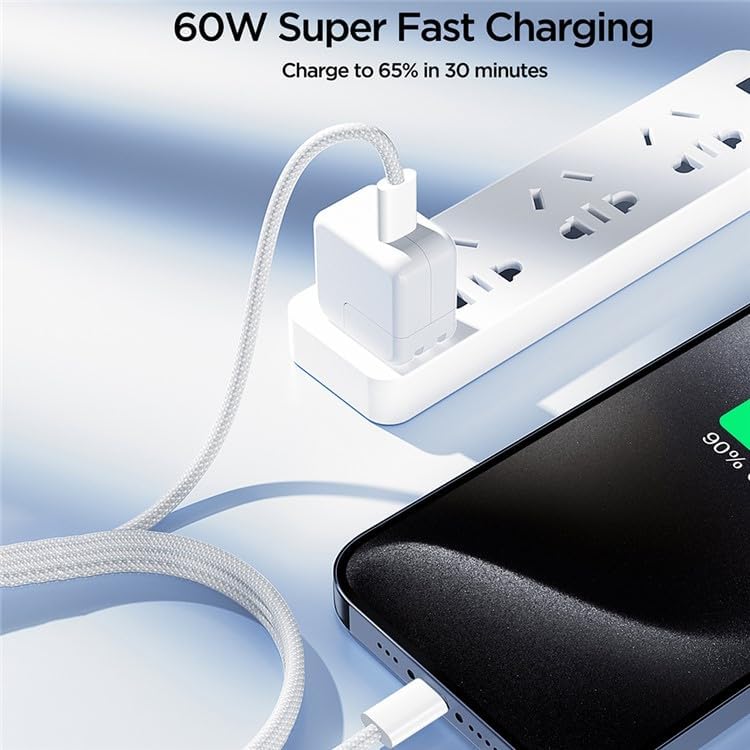 S-A45 Ben Series Braided 60W Fast Charging Data Cable (Type-C To Type-C) 1m White – view 3